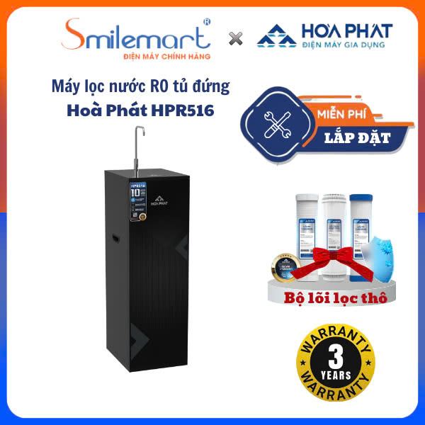 Máy lọc nước RO tủ đứng Hòa Phát HPR516 - Hệ thống 10 lõi - Hàng chính hãng - Bảo hành 3 năm