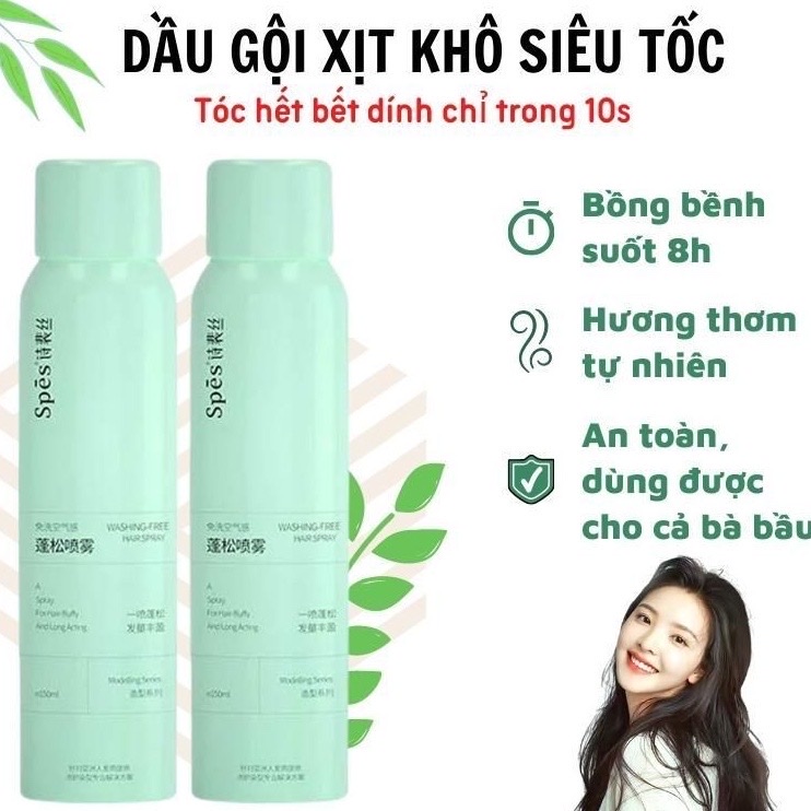 Phụ kiện nhà tắm  _ Dầu gội đầu khô dạng xịt cấp tốc chai 150ml  , không cần dùng nước  , không bết dính , không dầu , giúp tóc bồng bềnh ,mềm mượt hương thơm dịu nhẹ , phù hợp với người bận rộn , nhỏ gọn dễ mang theo mọi nơi
