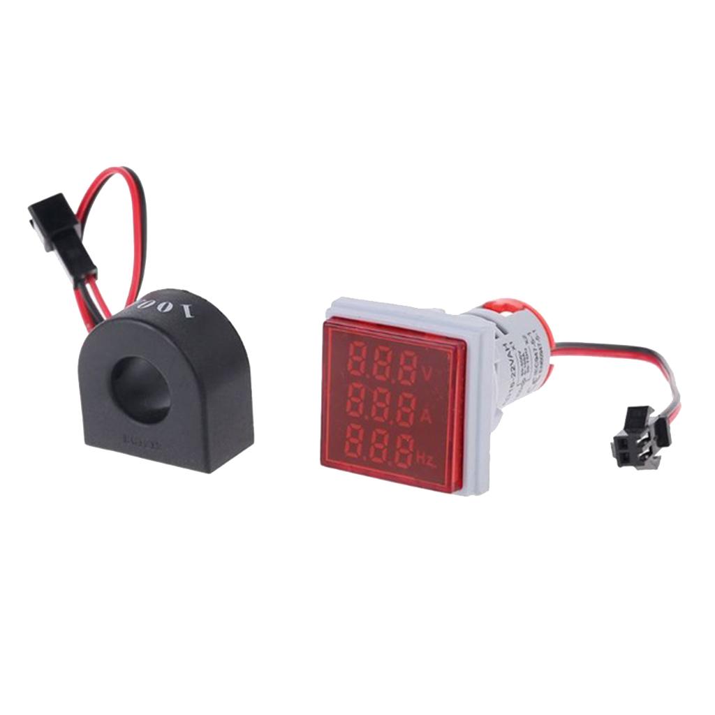 Square LED Digital Hertz Meter Voltage Current Frequency Indicator Red