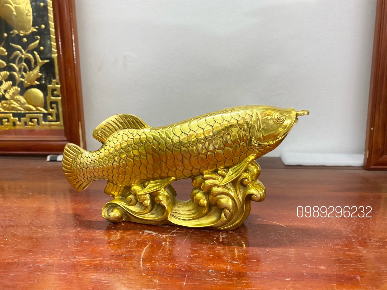 Tượng cá Kim Long - cá Rồng phong thuỷ bằng đồng vàng