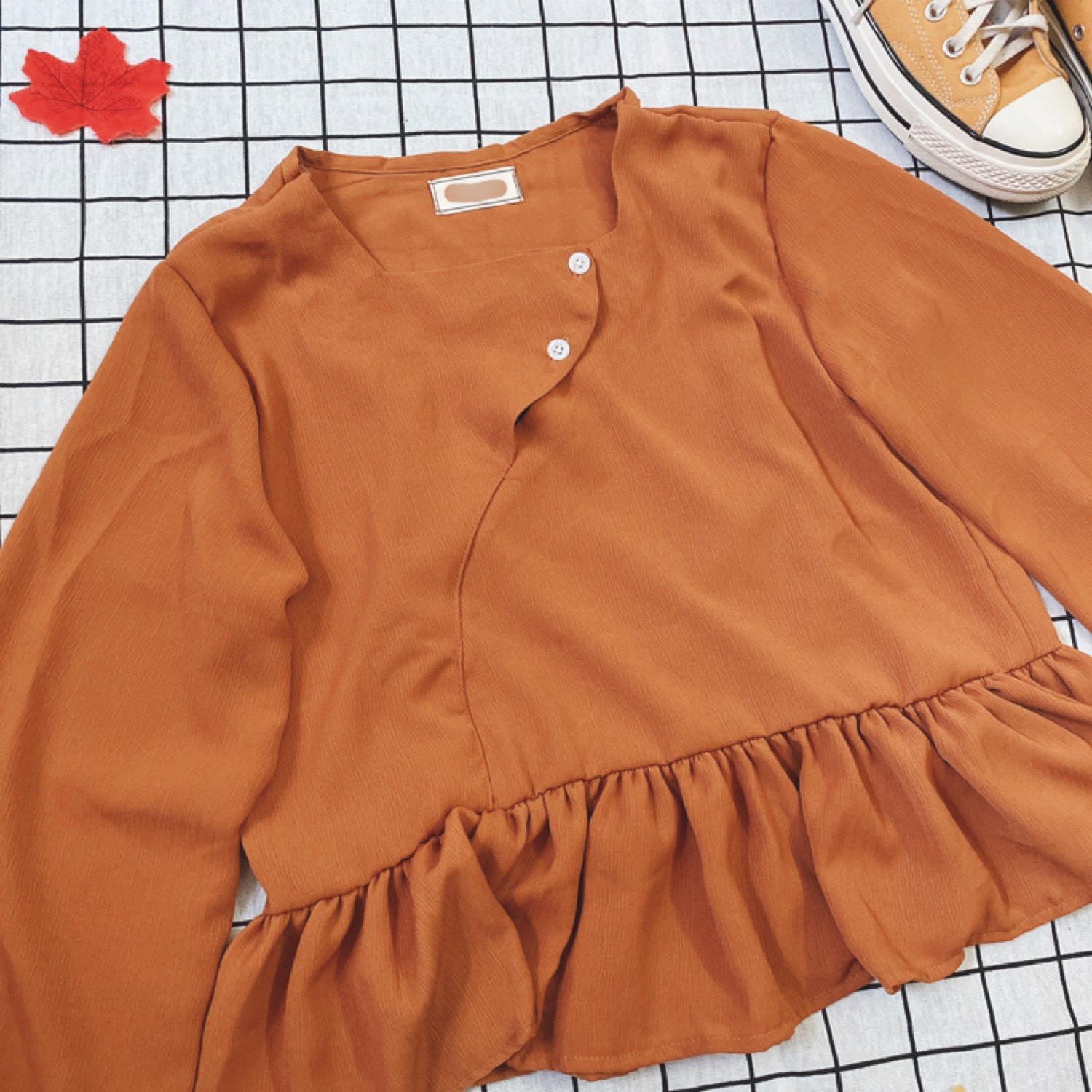 Áo Kiểu Babydoll Nút Lệch