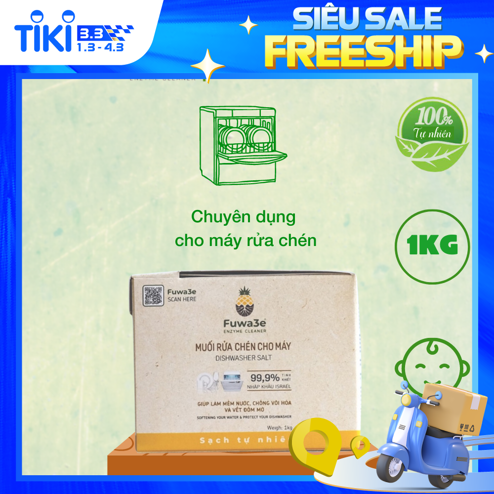 Muối rửa bát cho máy rửa chén bát Fuwa3e làm mềm nước 1kg