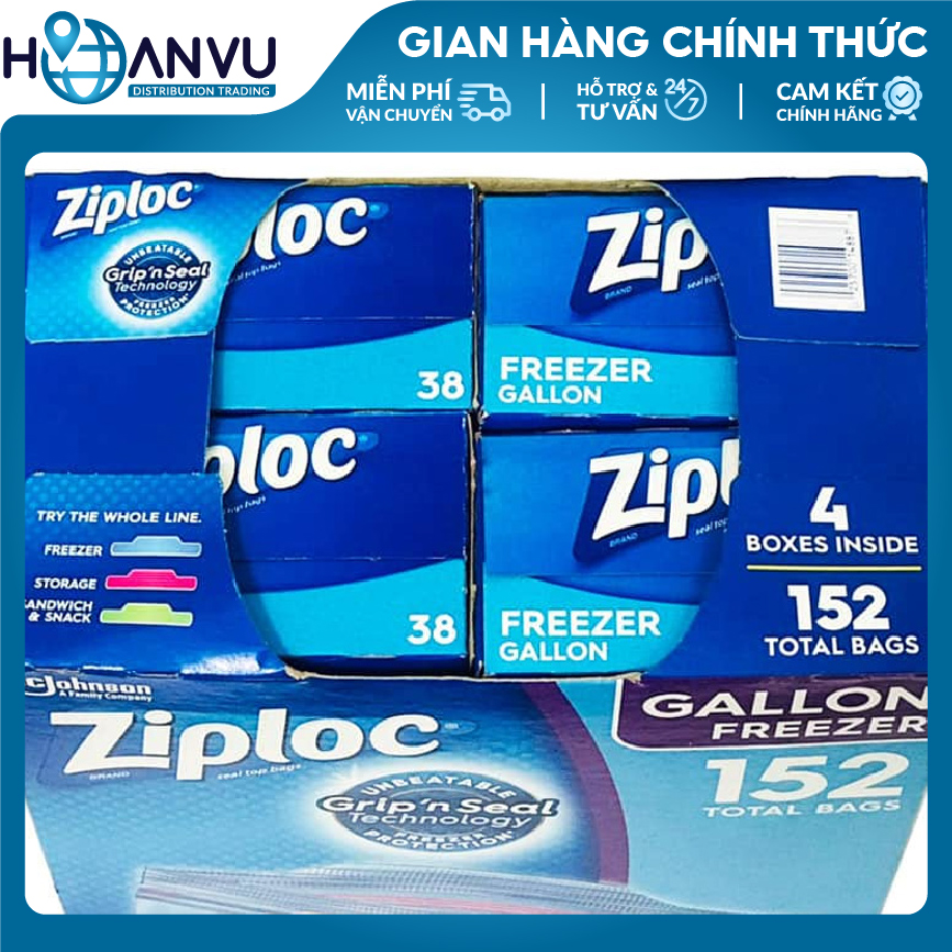 Túi Ziploc Double Zipper Gallon Freezer Bags 152 túi