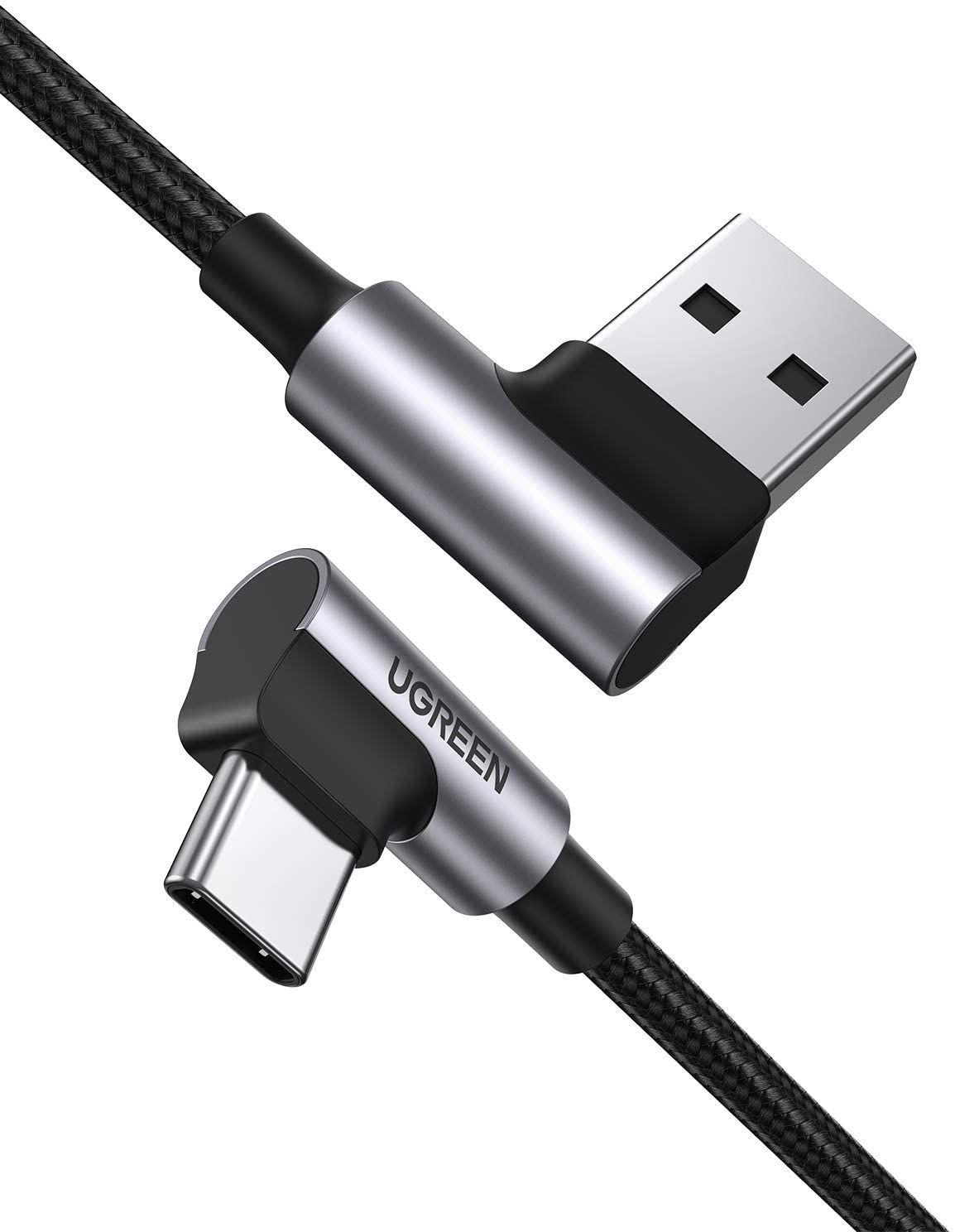 Ugreen UG20855US176TK 0.5M 2 đầu bẻ góc 90 độ cáp usb type C ra A mạ Nickel đầu bọc nhôm chống nhiễu - HÀNG CHÍNH HÃNG