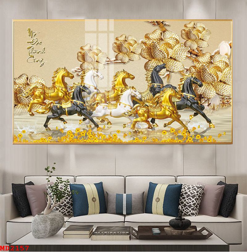 Tranh Bát Mã Truy Phong Đem Tài Lộc Cho Gia Chủ - Tranh Canvas Treo Tường Phong Thủy
