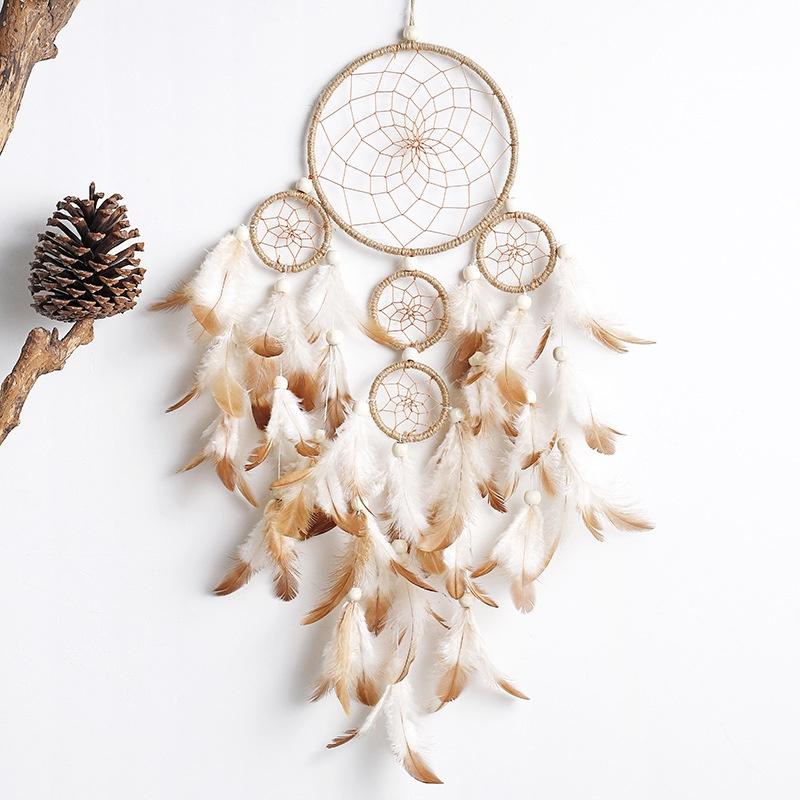 Dreamcatcher lông vũ gắn đèn, Đèn led trang trí phòng ngủ treo tường