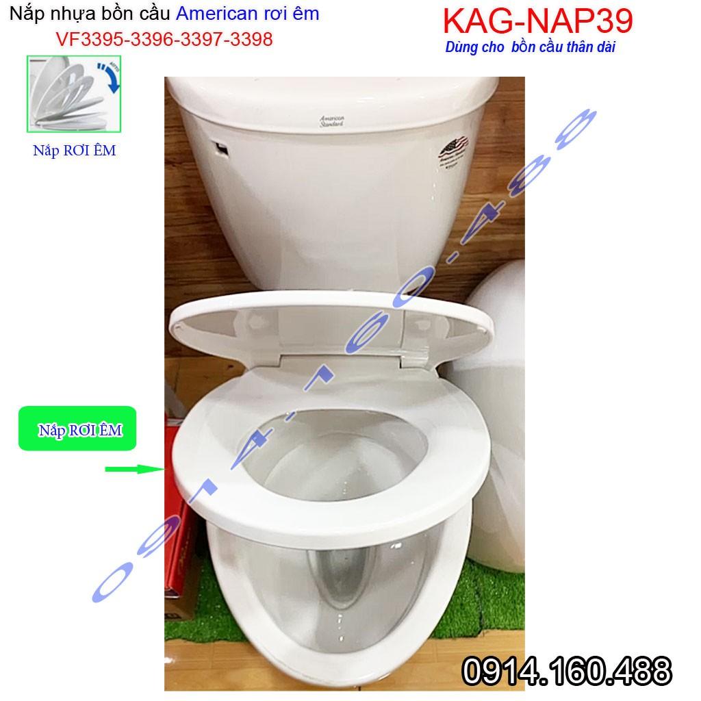 Nắp đậy bồn cầu rơi êm KAG-NAP39, nắp nhựa trắng bóng dày cho bàn cầu American VF3395-VF3396-VF3397-VF3398