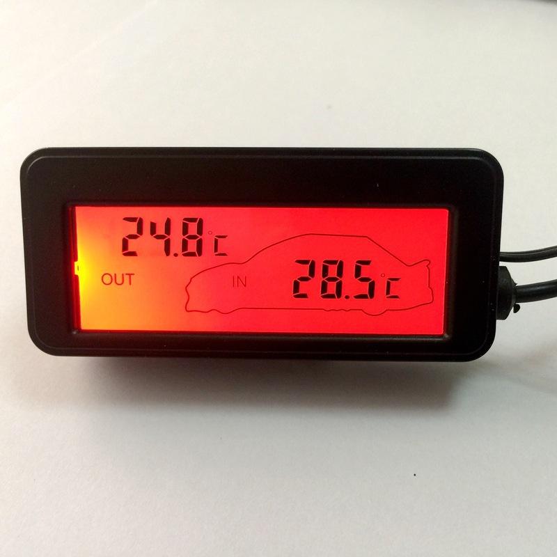 2x Car Digital Thermometer Backlight LCD Car Inside/Outside Temp Red+Blue