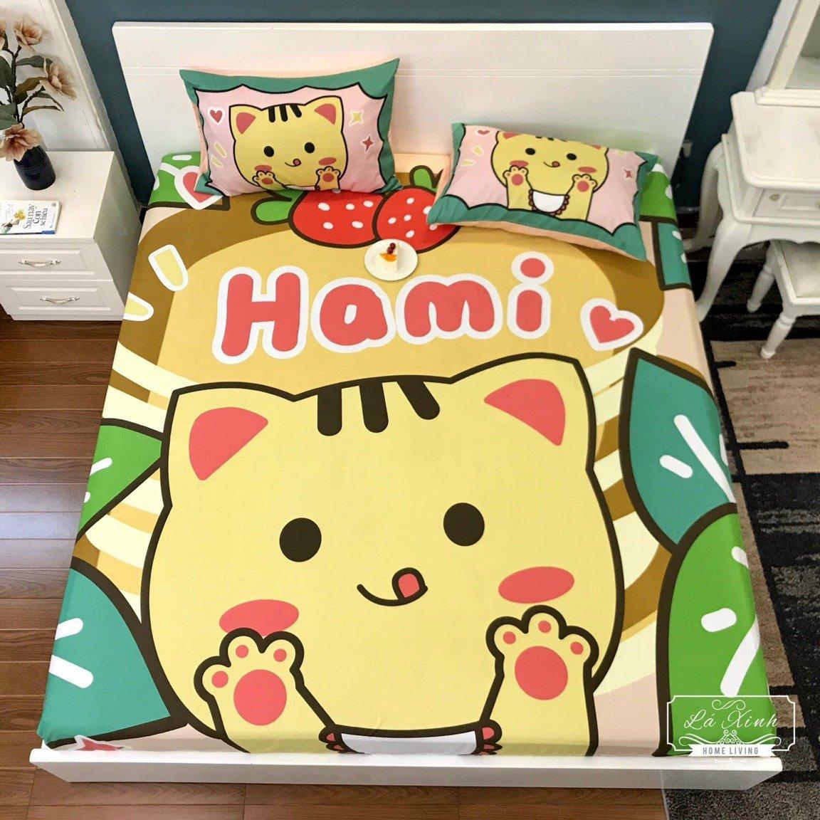 Bộ Drap Ga Bo Chun Kèm 2 Vỏ Gối Cotton Cao Cấp Hoạt Hình Ngộ Nghĩnh CHIPBED055