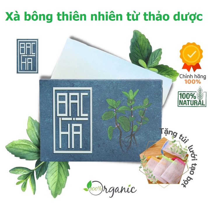 Set 3 Xà bông tắm gội đầu Sinh Dược hương Bạc hà tẩy da chết, sáng da, giúp giảm tress, mát lạnh sau tắm - 100% làm từ dược liệu thiên nhiên/ xà phòng handmade 100gr