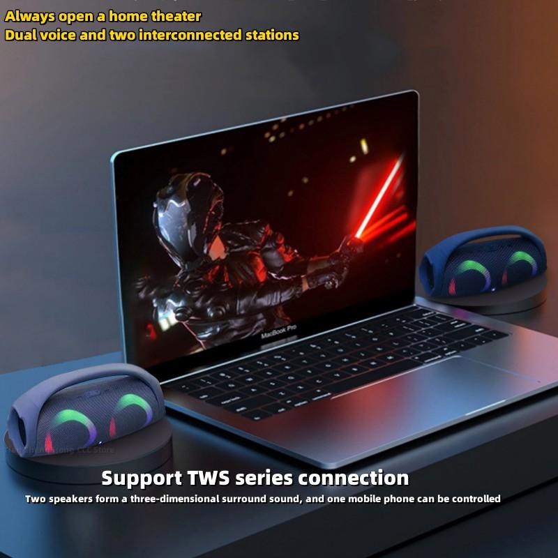 Máy tính để bàn không dây công suất cao 100W Hiệu ứng ánh sáng RGB Hỗ trợ âm thanh cho Bluetooth/AUX/Thẻ TF/Phát lại qua USB/Loa Bluetooth TWS Màu sắc: Đen