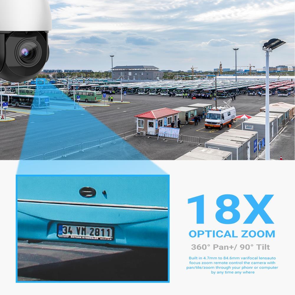 Vikylin 4,5 inch 4K 18x Zoom Speed Dome IP Camera 8mp Poe Auto Track 2way Audio 5MP Giám sát video ngoài trời IP66