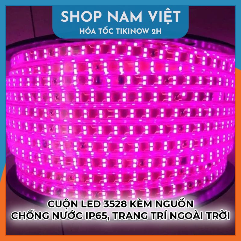 Dây Led 3528 Kèm Nguồn, Led Chống Nước Trang Trí Ngoài Trời, Hắt Trần, Quấn Cây - Chính Hãng NAVIVU