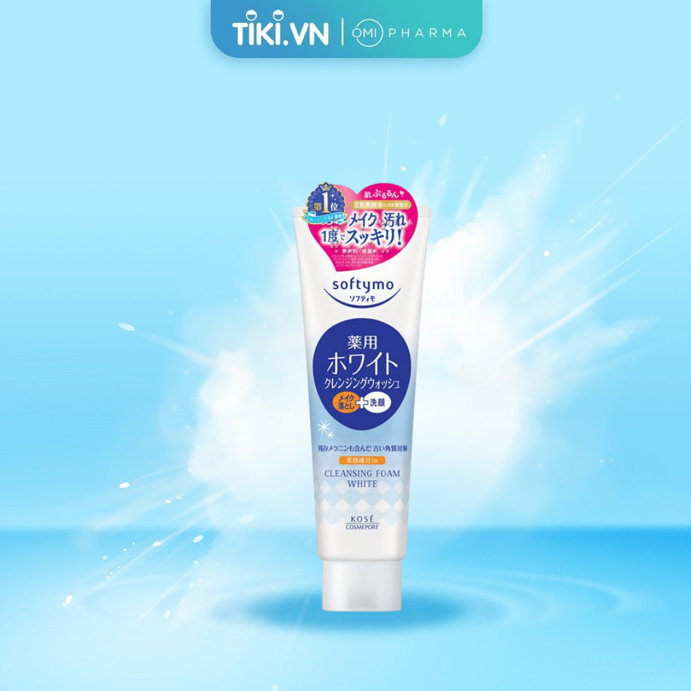 Sữa Rửa Mặt & Tẩy Trang Tạo Bọt Dưỡng Trắng Da Softymo Kosé Nhật Bản