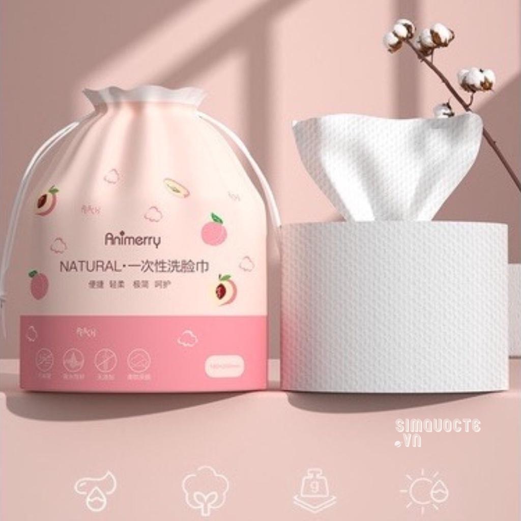 Khăn Mặt Khô Animerry Đa Năng dùng 1 lần lau mặt lau khô, lau ướt - giấy lau mặt 100% cotton mềm mại