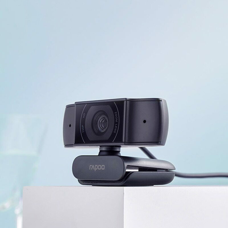 Webcam họp trực tuyến 720P, góc 100° siêu rộng, tự động lấy nét, giảm tiếng ồn - Rapoo C200 - Hàng chính hãng