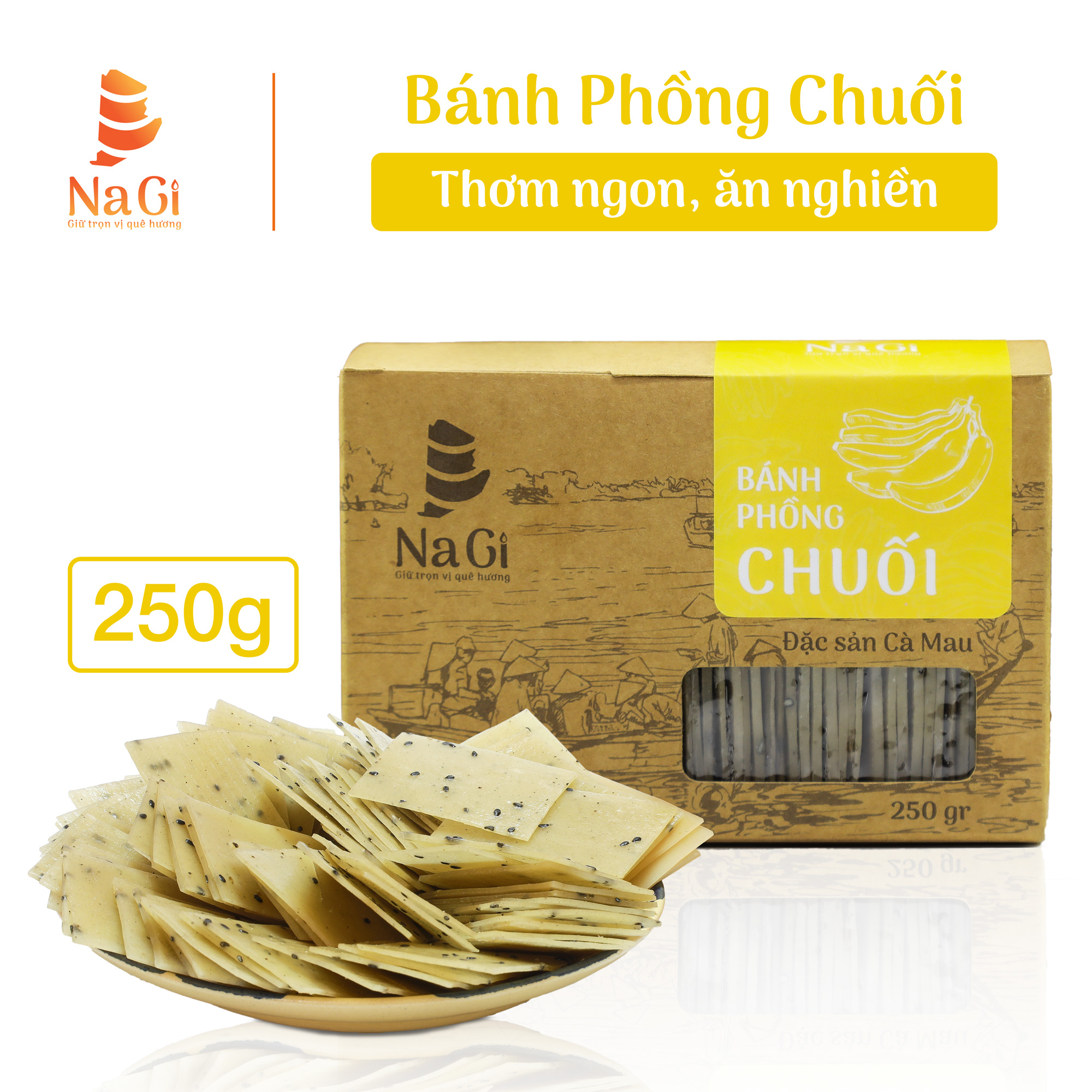 Bánh Phồng Chuối - Ăn chay, Đặc sản Năm Căn - Cà Mau, Thương hiệu NaGi