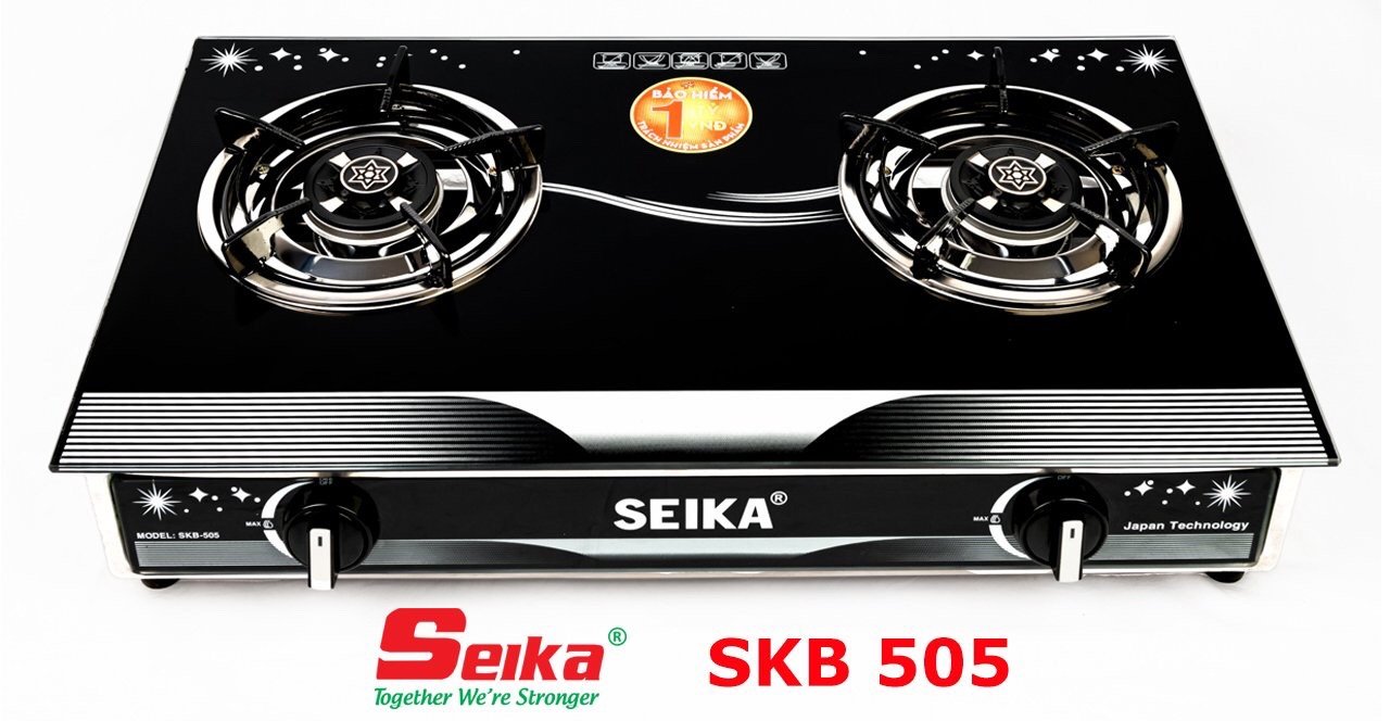 Bếp Gas Đôi Mặt Kính Sen Đồng Seika SKB505 - Hàng Chính Hãng