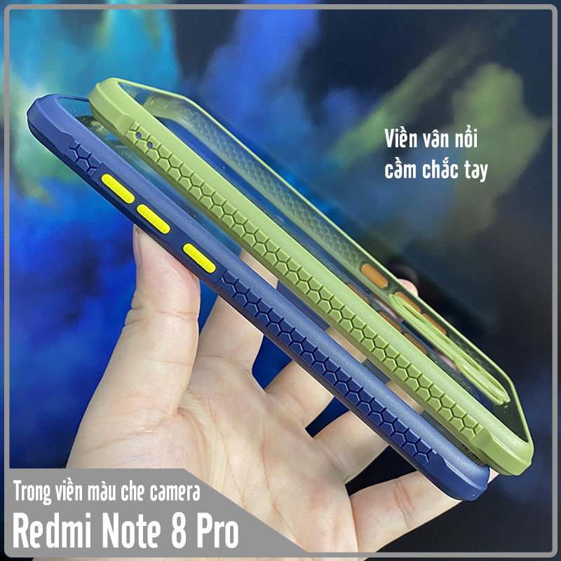 Ốp lưng cho Xiaomi Redmi Note 8 Pro trong viền màu che camera 4 Gốc chống sốc