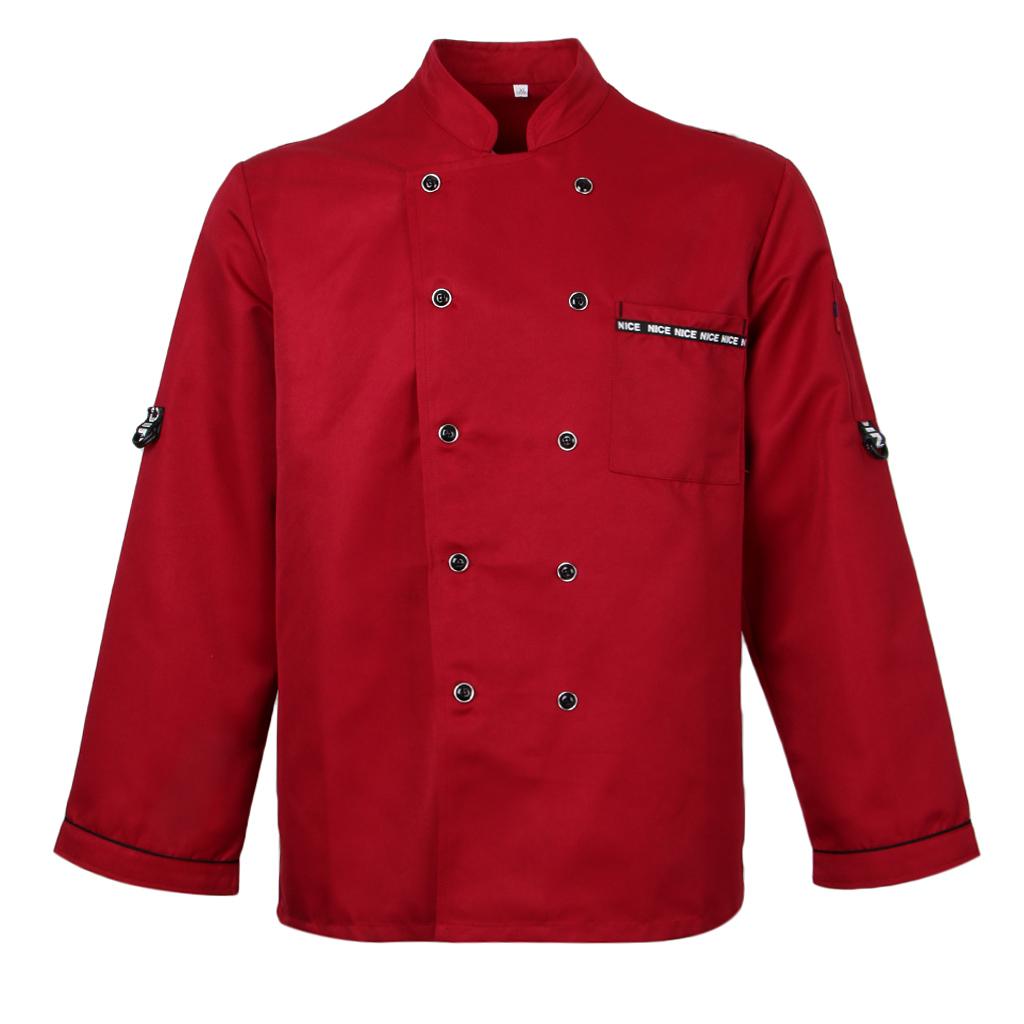 Men's Women's Chef Uniform Coat Cooker Jacket Long Sleeve Workwear Outfits