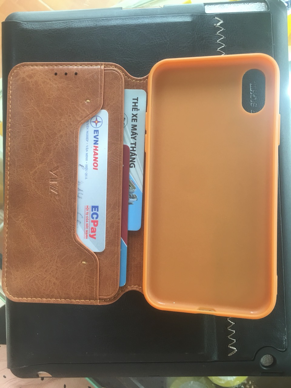 Bao da kiêm ví cho Iphone X chất da cao cấp mềm mịn