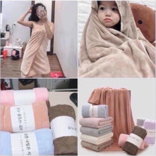 Khăn tắm lông cừu 70x140cm, Khăn tắm Hàn Quốc thấm hút nhanh khô FSHOPP5 s12
