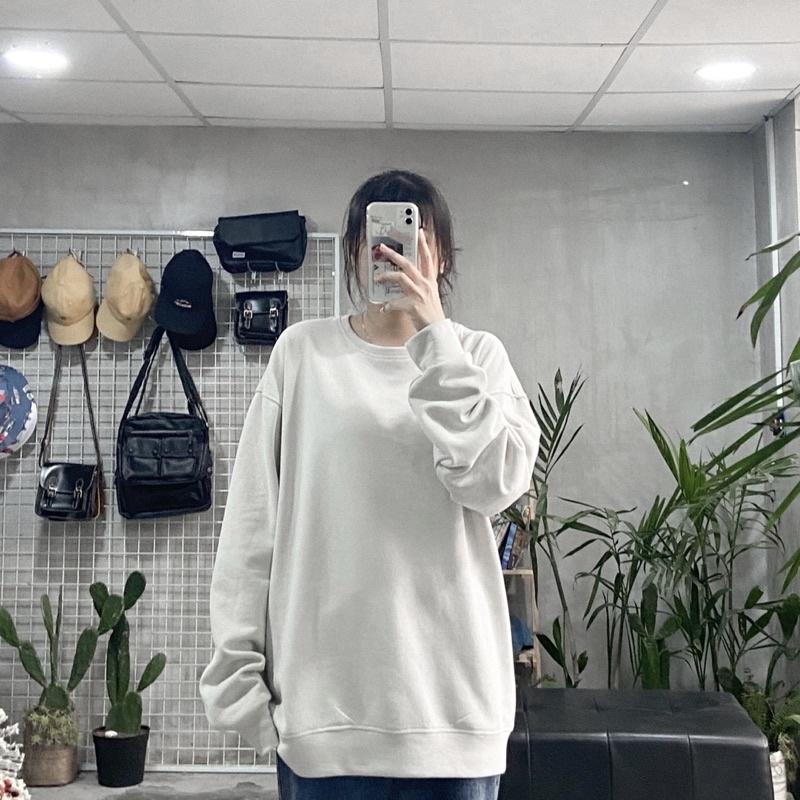 Sweater vải nỉ trắng đen nam nữ (ảnh thật)