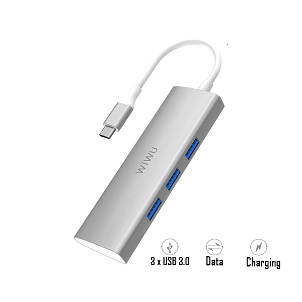 Hub sạc nhanh đa năng 7 in 1 chia cổng Type-C hiệu WIWU ALPHA A731HP thành cổng Type-C PD 3.0, 3 cổng USB 3.0, SD & Micro SD, cổng HDMI chuẩn 4k cho Macbook Pro / Smartphone đạt chứng nhận MFI - Hàng nhập khẩu