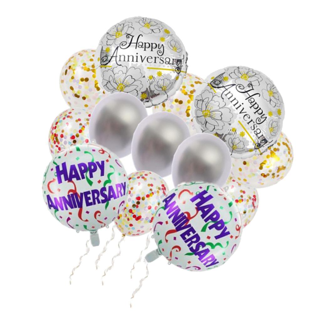 14x Confetti Bóng Bộ Mừng Kỷ Niệm Màng Nhôm Ballon Trang Trí Tiệc