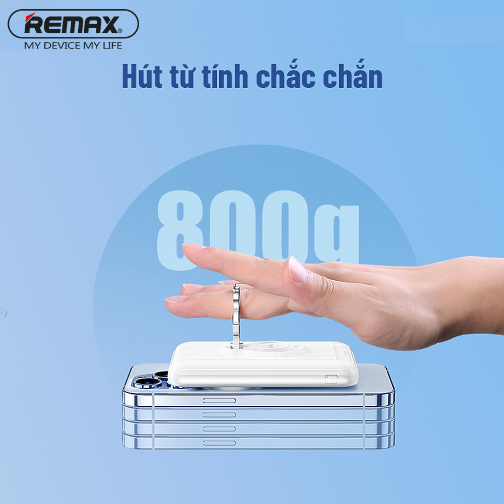 Sạc dự phòng không dây từ tính Remax RPP-85 kèm giá đỡ dung lượng 10000mAh - Hàng chính hãng