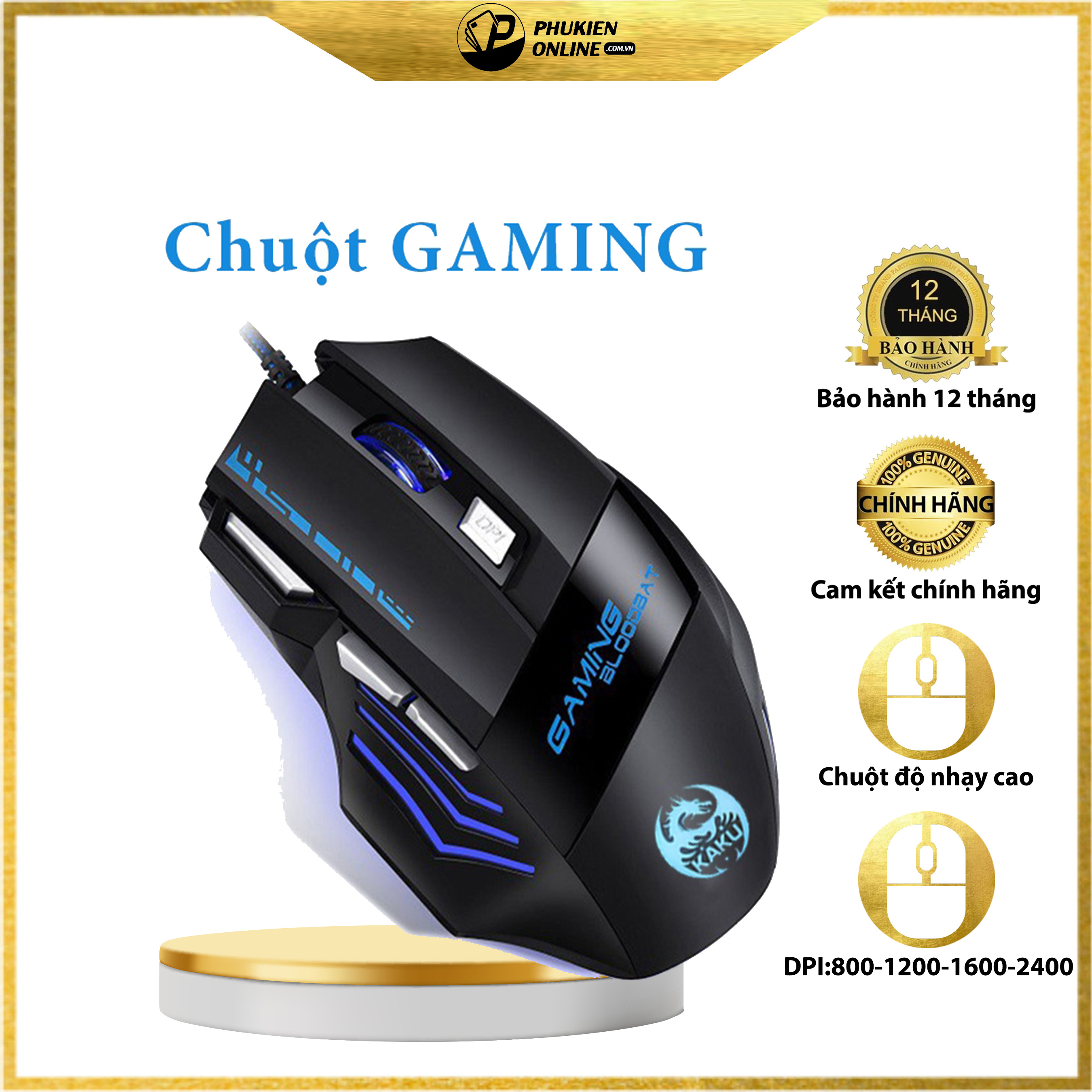 Chuột máy tính, Chuột Gaming có dây Floveme - KSC-568 - Độ nặng vừa tay - 7 chế độ -  LED RGB Full màu - Hàng chính hãng