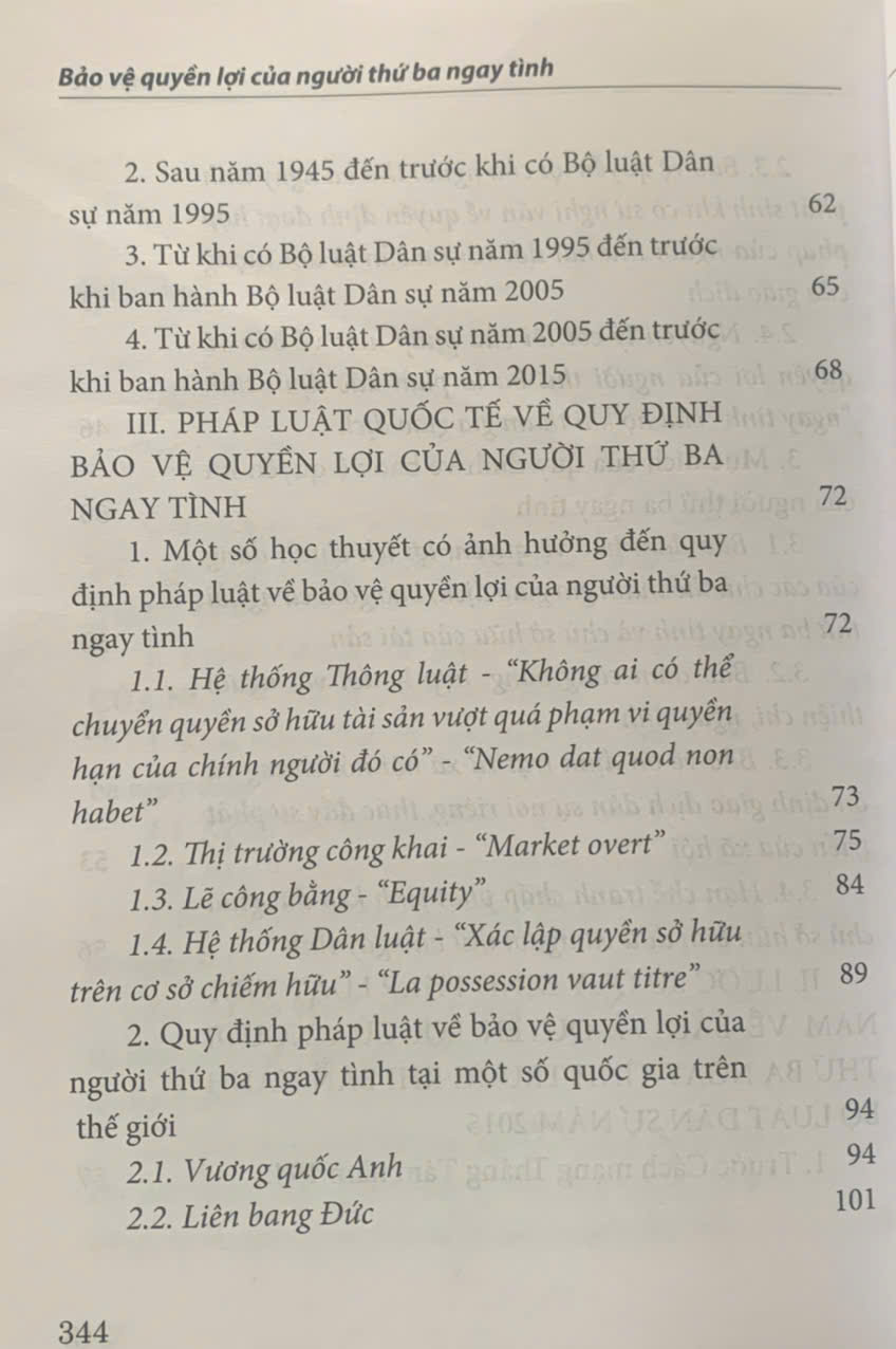 Bảo vệ quyền lợi của người thứ ba ngay tình (sách chuyên khảo)