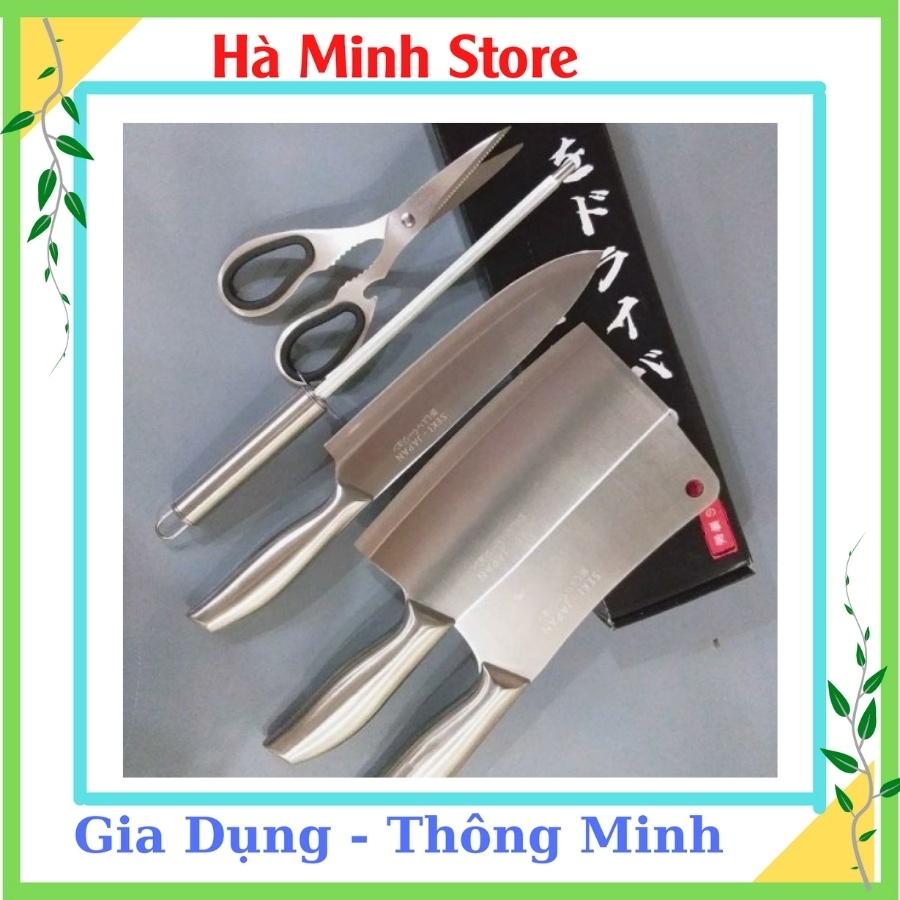 Bộ Dao Nhật 6 Món SEKI Inox Cao Cấp Nguyên Bản, Hàng Nội Địa Nhật Tặng Kèm Giá Để Dao Tiện Lợi