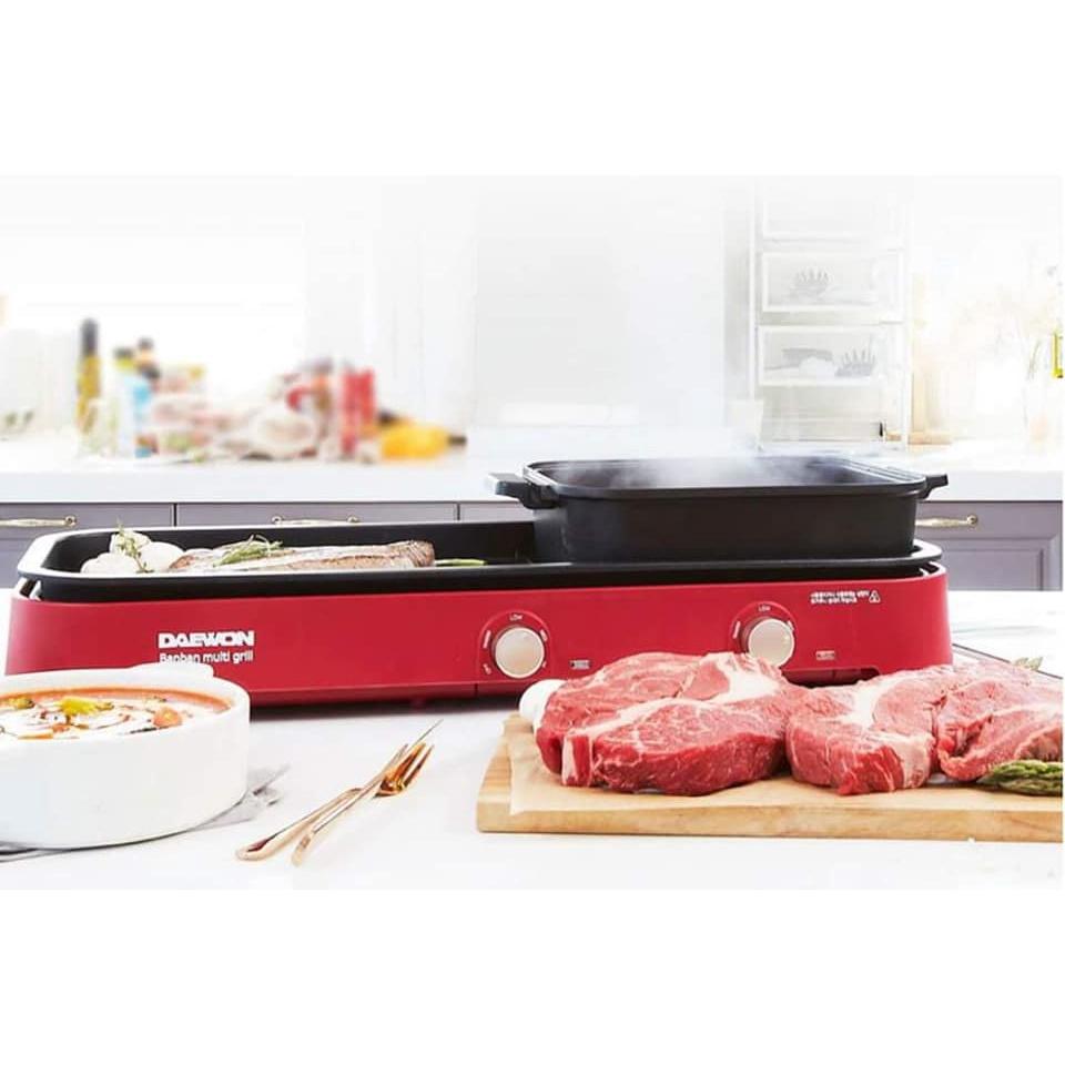 Bếp Lẩu Kèm Nướng Daewon, Nồi Lẩu Nướng 2 Ngăn, Chống Dính, Dễ Vệ Sinh, Nhập Hàn, BH 12 Tháng