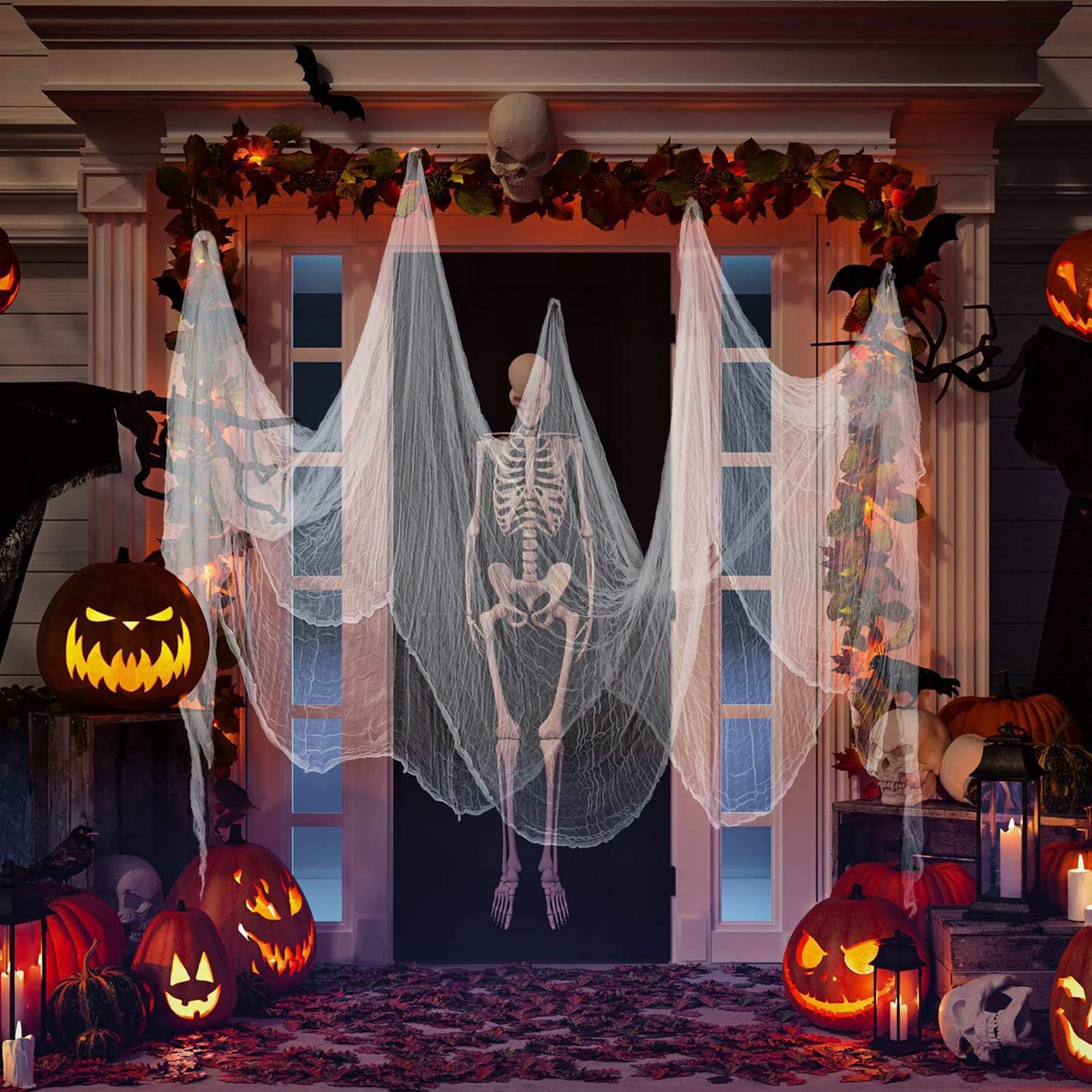 Halloween Creepy Cloth Spooky Fabric 84.65inchx177.17inch Horror Gauze Scary Gauze for Haunted House Party Wall Doorway Decor