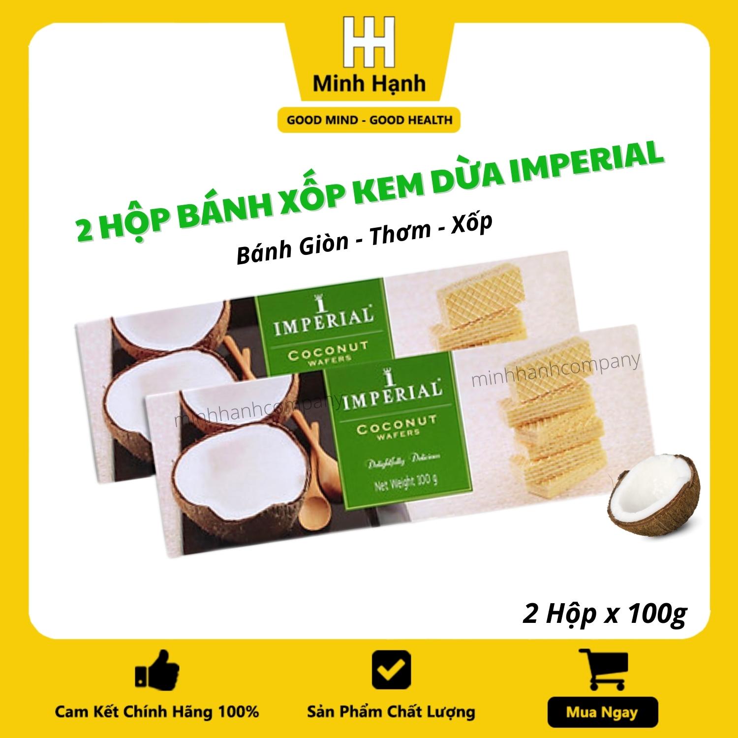 Combo 2 hộp Bánh Xốp Nhân Kem Dừa Imperial (100g x 2 hộp) Thái Lan