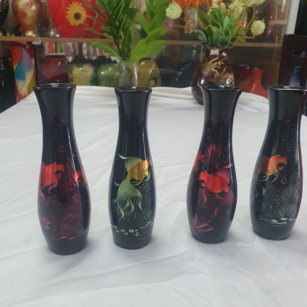 Bình đôi tình yêu sơn mài Thanh Bình Lê trang trí kệ, tủ, nhà cửa, văn phòng, quà tặng ý nghĩa size 24x14 cm