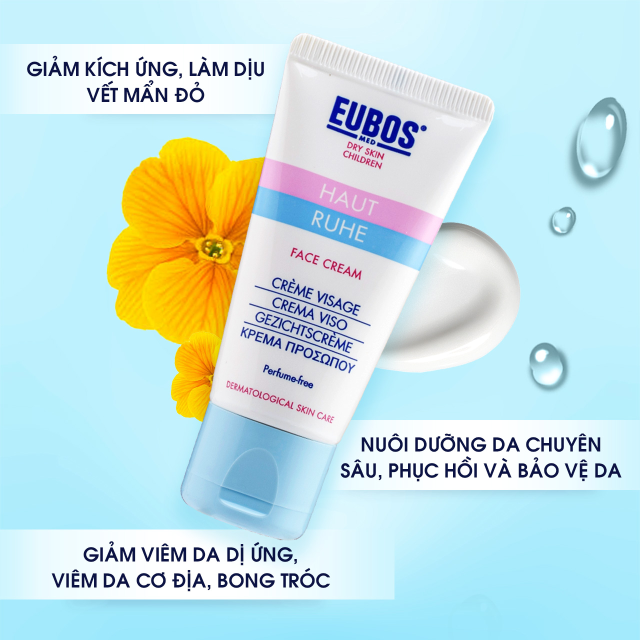 [DATE 04/2024] Kem Dưỡng Ẩm Da Mặt Ngăn Ngừa Da Khô Cơ Địa Cho Bé EUBOS BABY HAUT RUHE FACE CREAM 30ml (Đức)