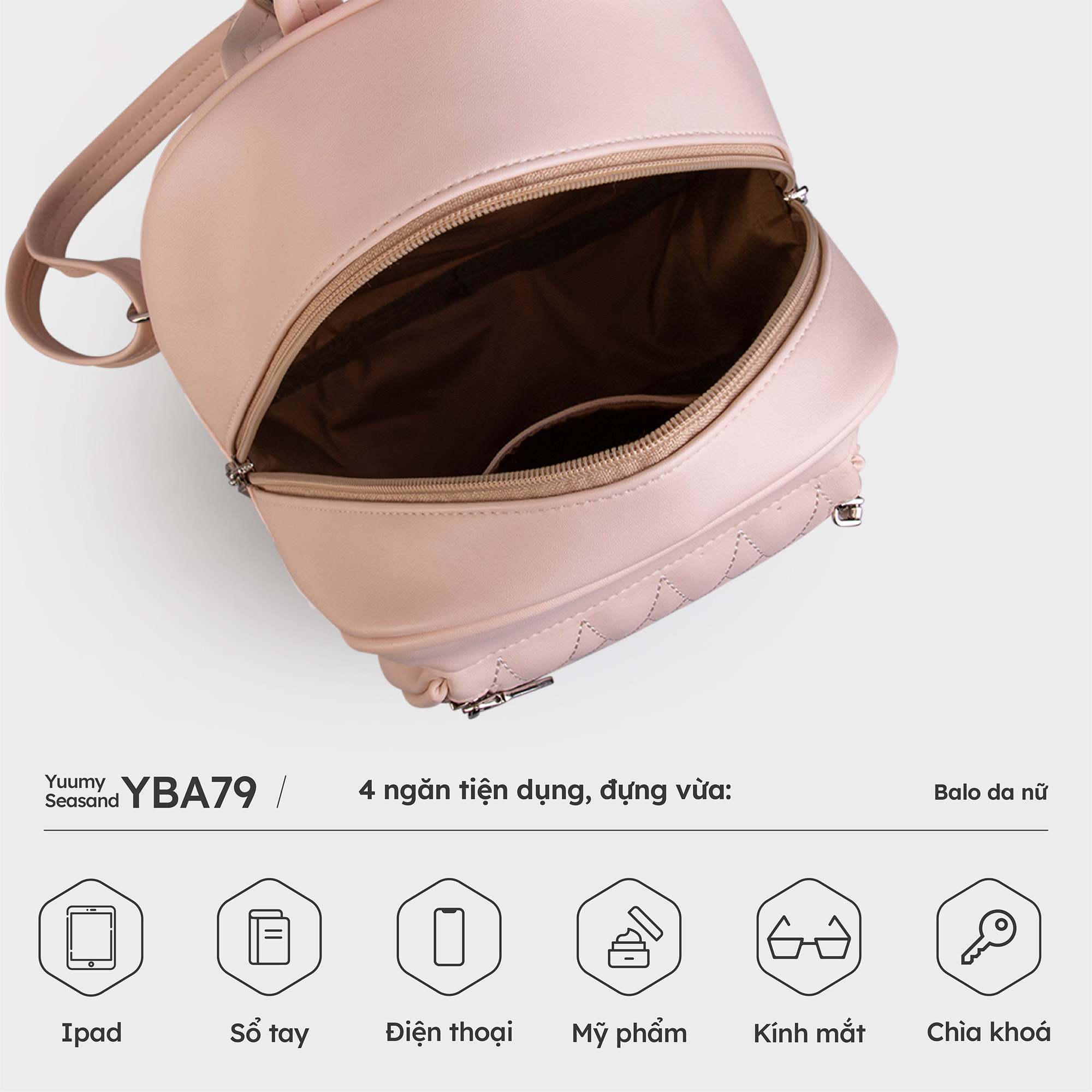 Balo Yuumy ( Thời trang nữ tiện lợi cỡ trung - Balo da Seasand YBA79 )