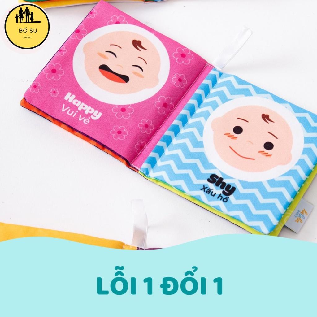 Sách vải cho bé sơ sinh 6 tháng 1 tuổi song ngữ Lalala Baby chủ đề động vật hoa quả màu sắc 12x12 cm