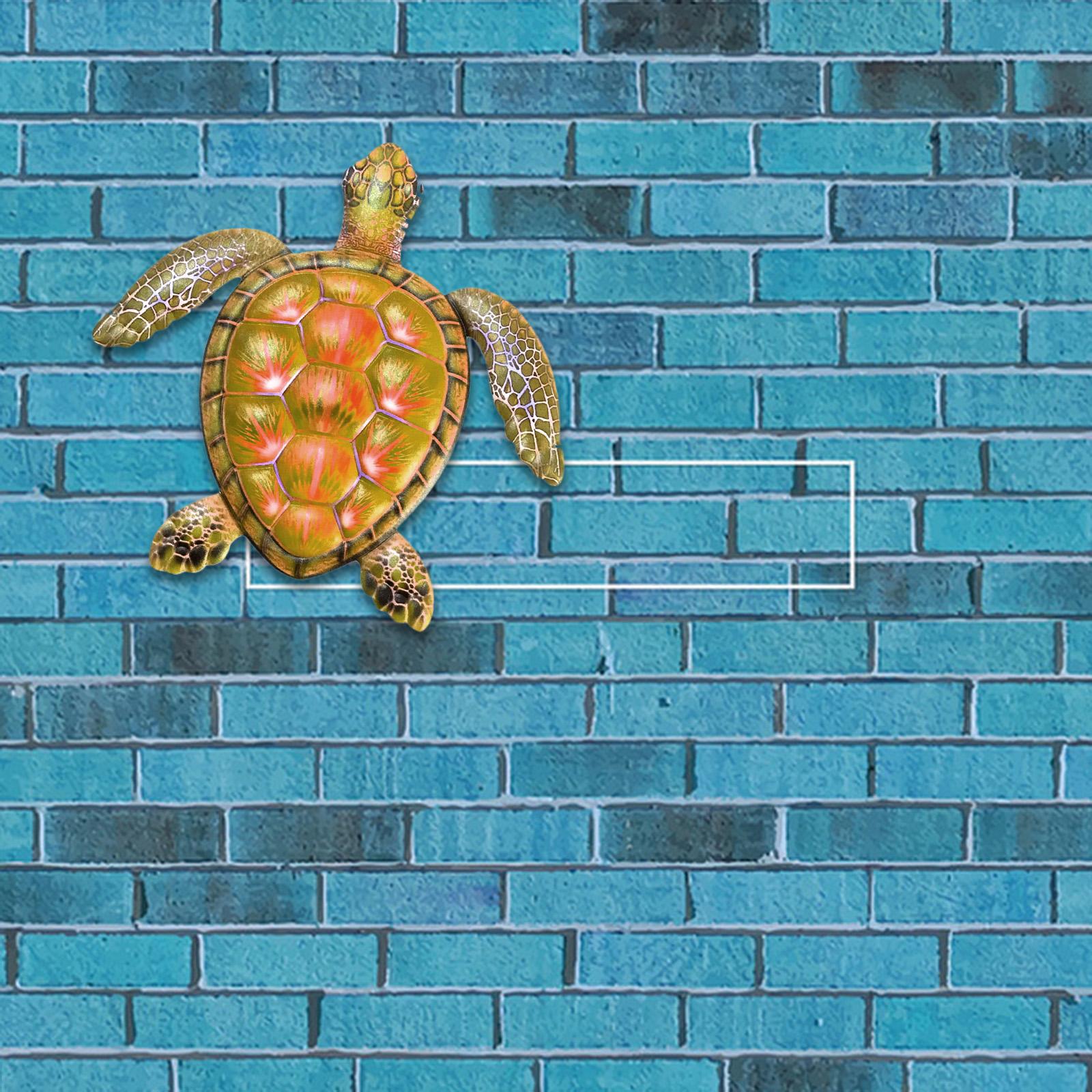 2x Natural Style Metal Wall Decor Animal Ornament Turtle Decoration for Home