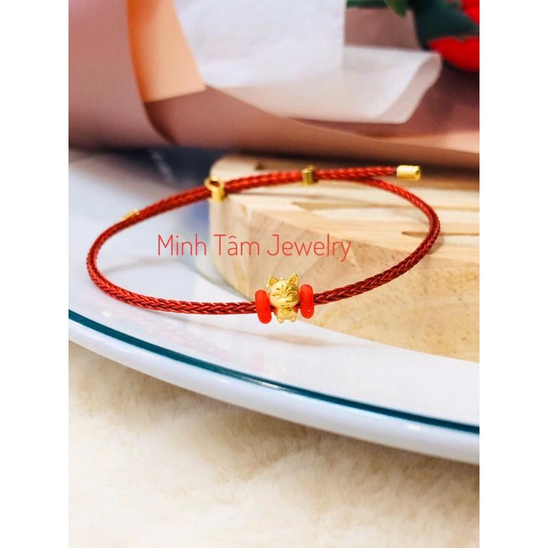 Vòng tay dây cước đeo charm khoá free size