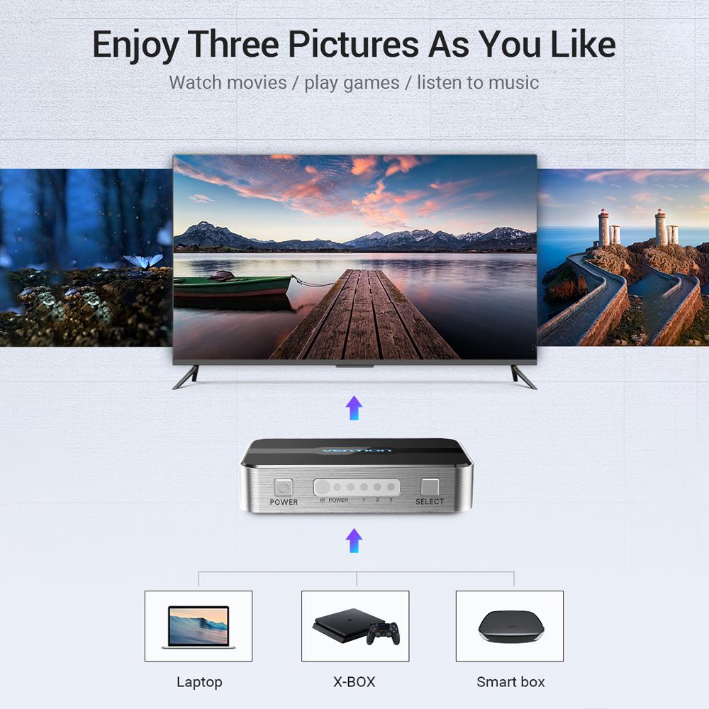 Bộ chia 4K HD HDMI 2.0 với Điều khiển từ xa cho Máy tính xách tay / Đầu DVD / PC / 4K