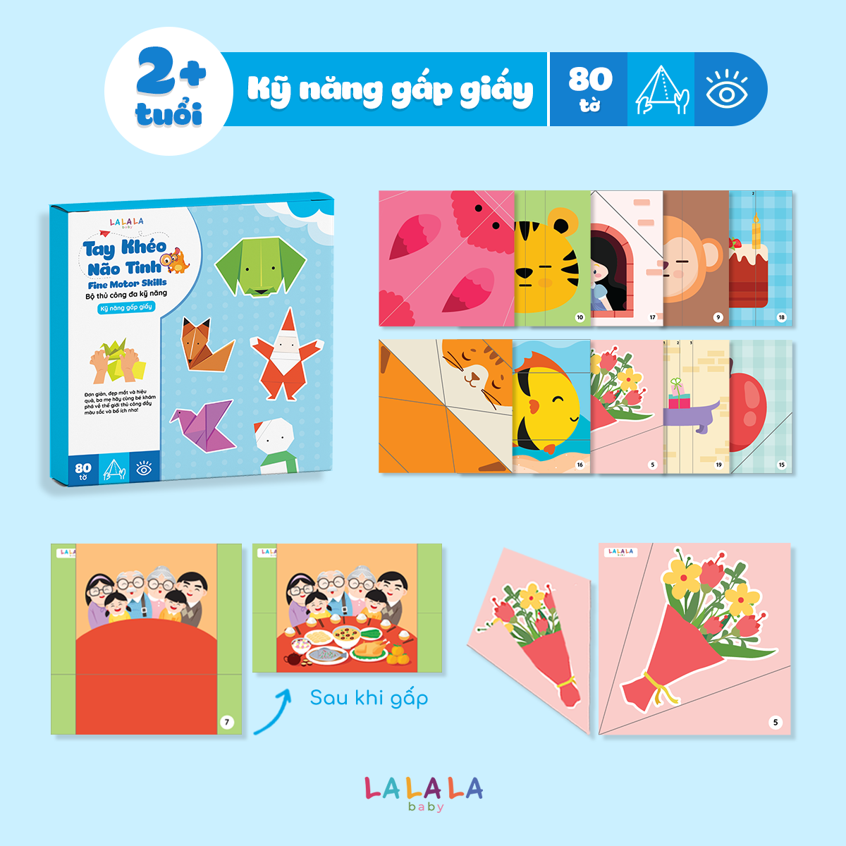 Bộ Đồ Chơi Giấy Thủ Công Lalala Baby Đa Kỹ Năng Cắt Dán - Tô Màu - Gấp Giấy Tay Khéo Não Tinh (Không bao gồm kéo + bút màu)