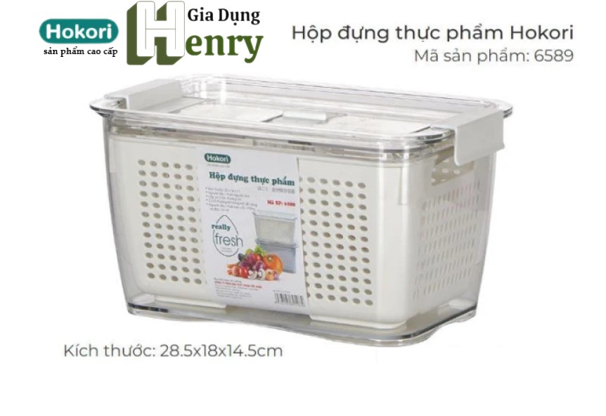 Hộp đựng thực phẩm Hokori - Hàng nhựa Việt Nhật có khóa thoát khí, có lỗ thoát nước
