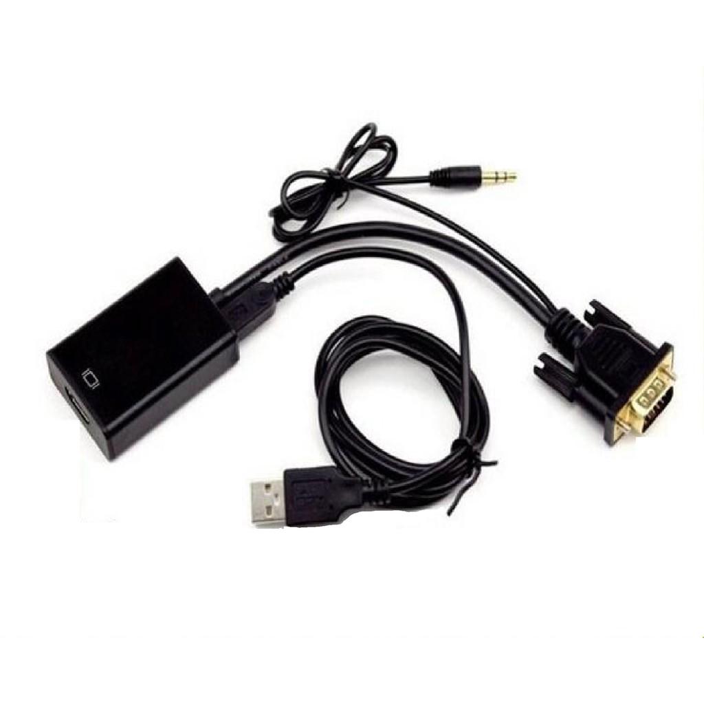 Cáp chuyển VGA ra HDMI, Vga to HDMI kèm âm thanh (có nguồn) - Hồ Phạm