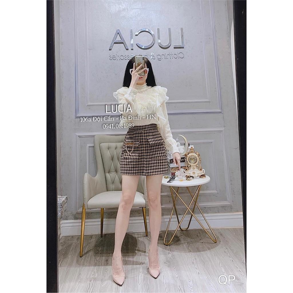 ÁO SƠ MI CỔ BÈO PHA REN V DÀI TAY