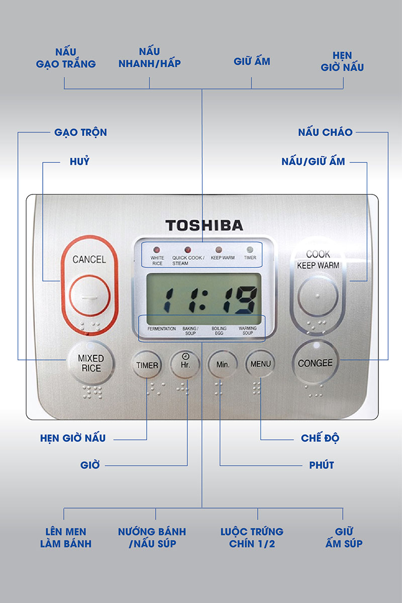 Nồi cơm điện tử Toshiba RC-18NTFV(W)- Hàng chính hãng