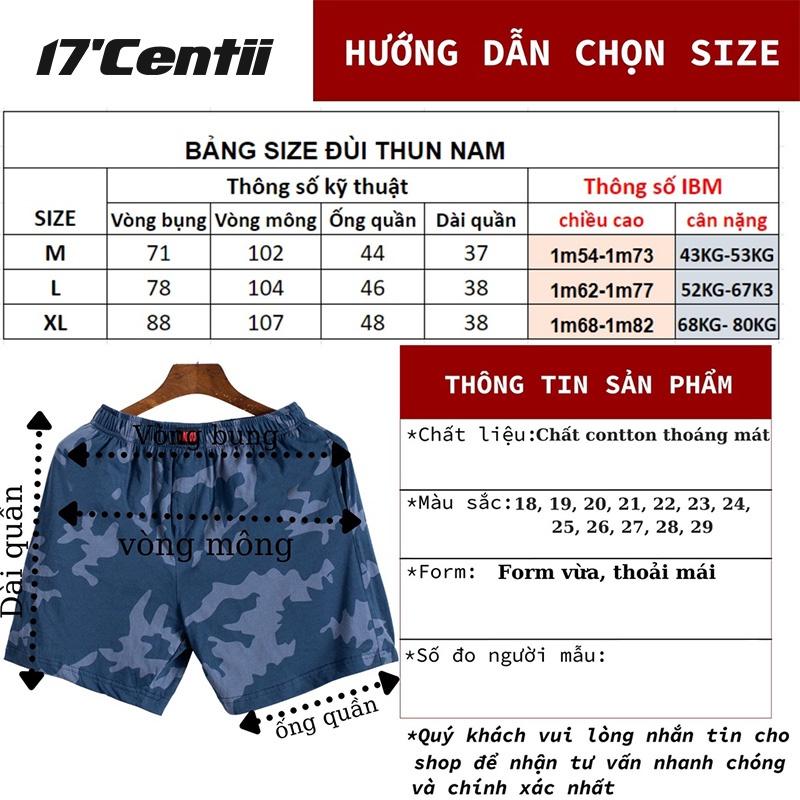 Quần đùi thun nam mặc nhà có túi 17CENTII - 34062 với nhiều họa tiết ấn tượng - Form năng động thoải mái