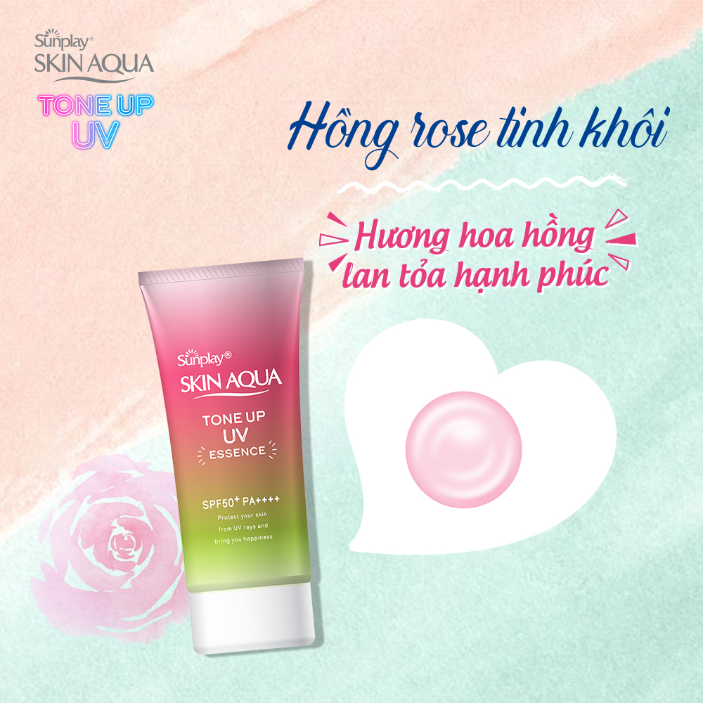 Tinh Chất Chống Nắng Sunplay Skin Aqua Tone Up UV Essence Happiness Aura Rose SPF50+ PA++++ 50g